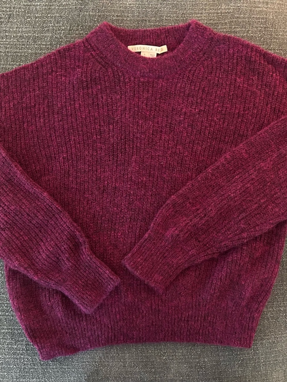 Veronica Beard Deep Plum Mohair Blend Crewneck sweater